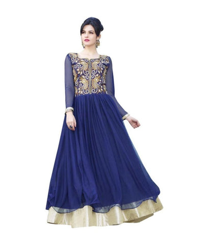 Blue designer embroidred dress